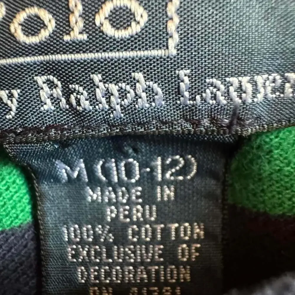 Polo Ralph Lauren Youth Striped Polo Shirt Green Navy Blue